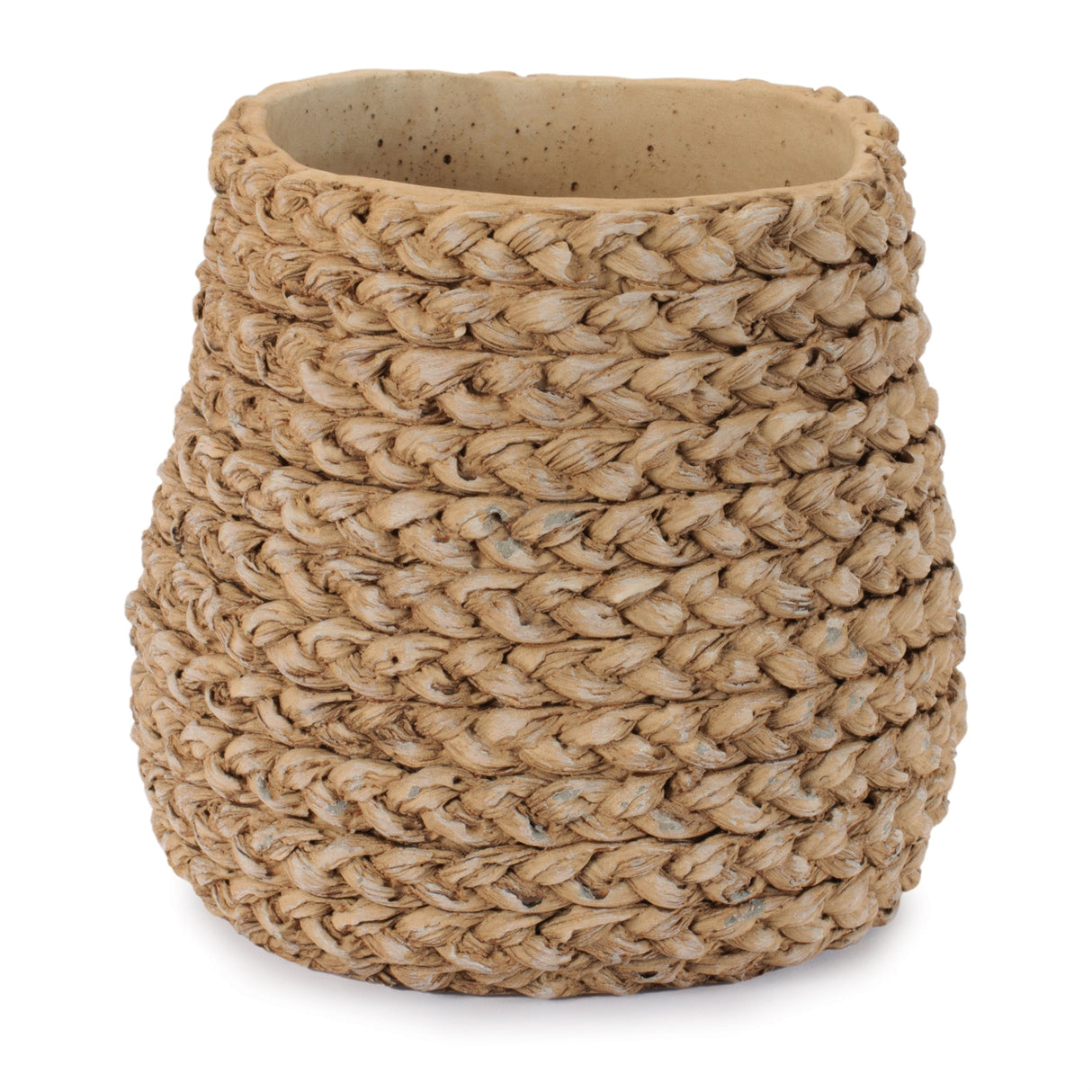 Braided Weave Cement Vase 7"D