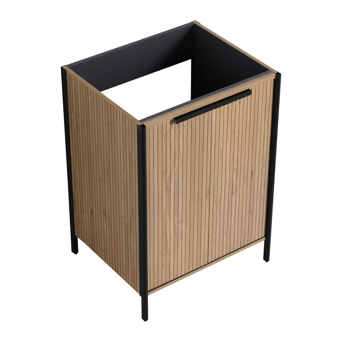 Light Brown Contemporary Freestanding Bathroom Vanity with Adjustable Shelves