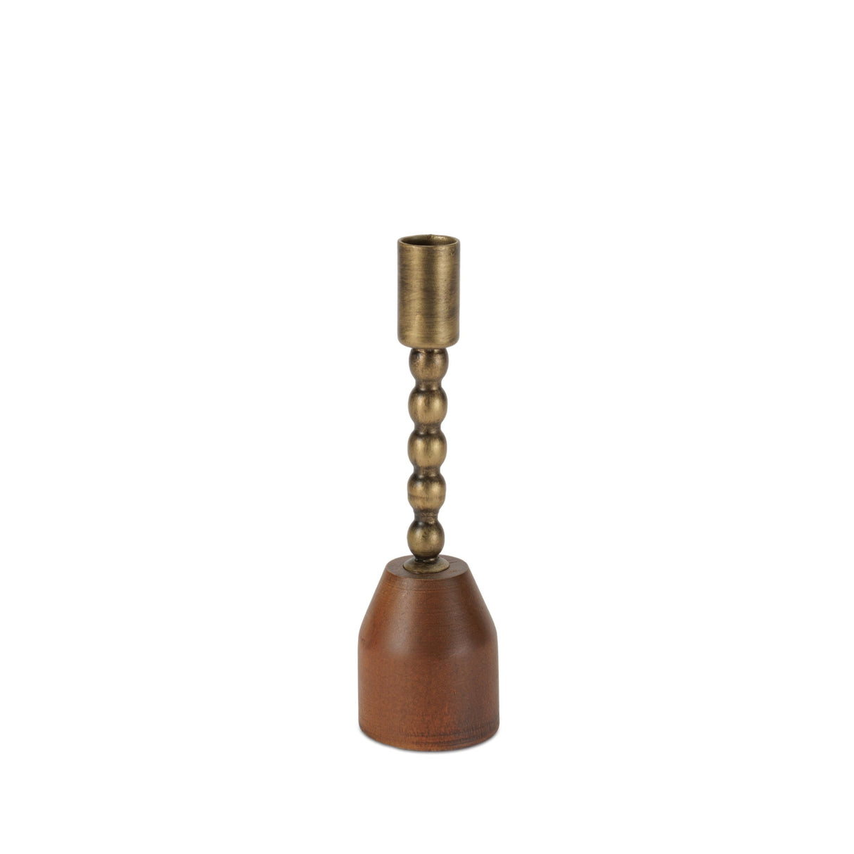 Modern Metal Taper Candle Holder with Birch Base (Set of 3)
