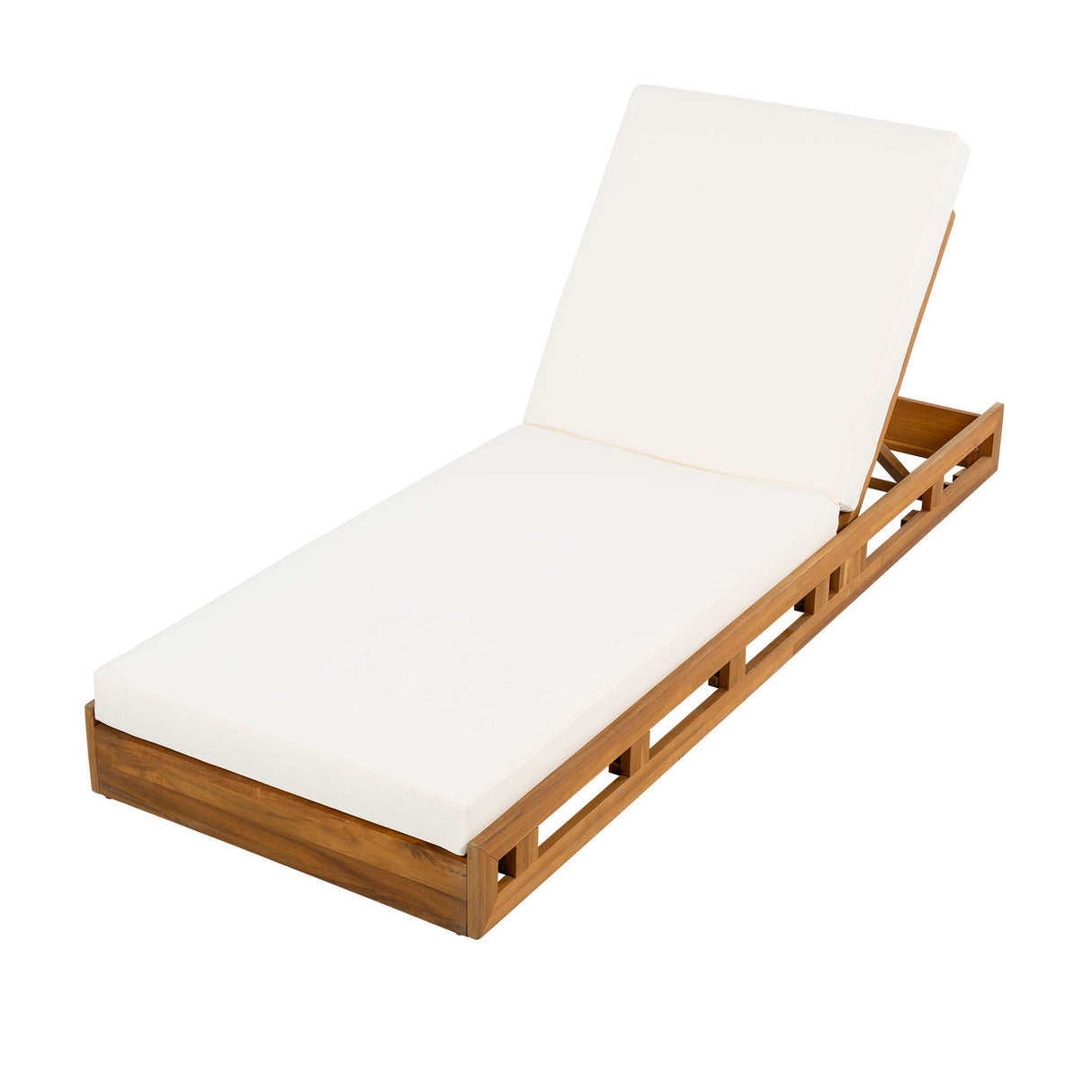 Premium Acacia Wood Lounge Chaise Set with Water Resistant Cushions