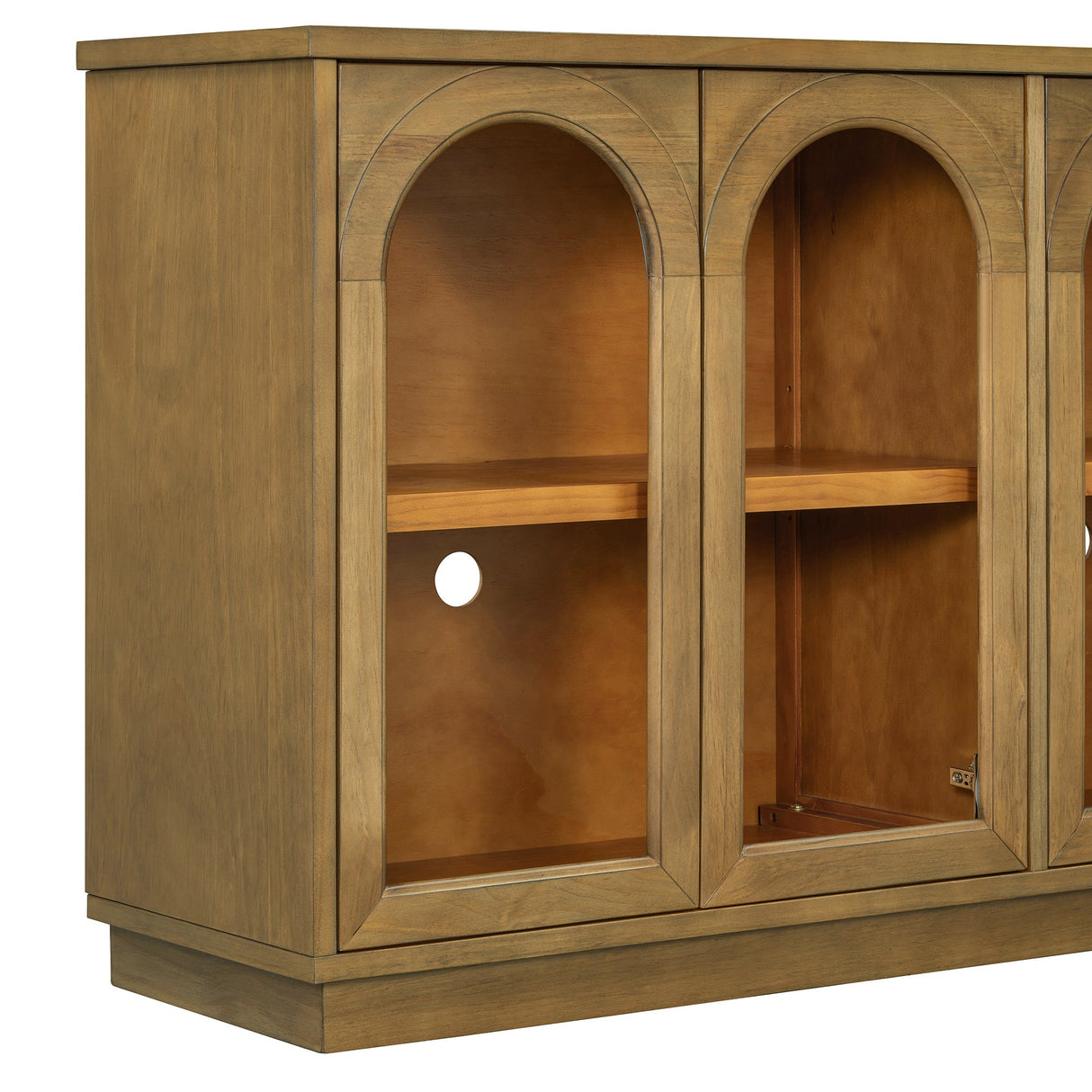 Arched Storage Cabinet with Glass Doors
