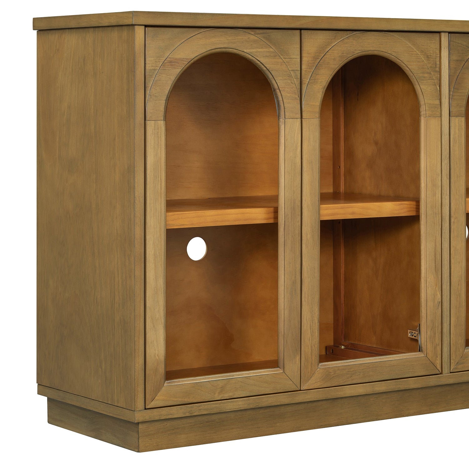 Arched Storage Cabinet with Glass Doors