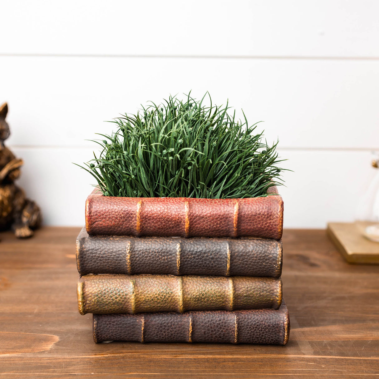 Decorative Book Stack Vase 5"H