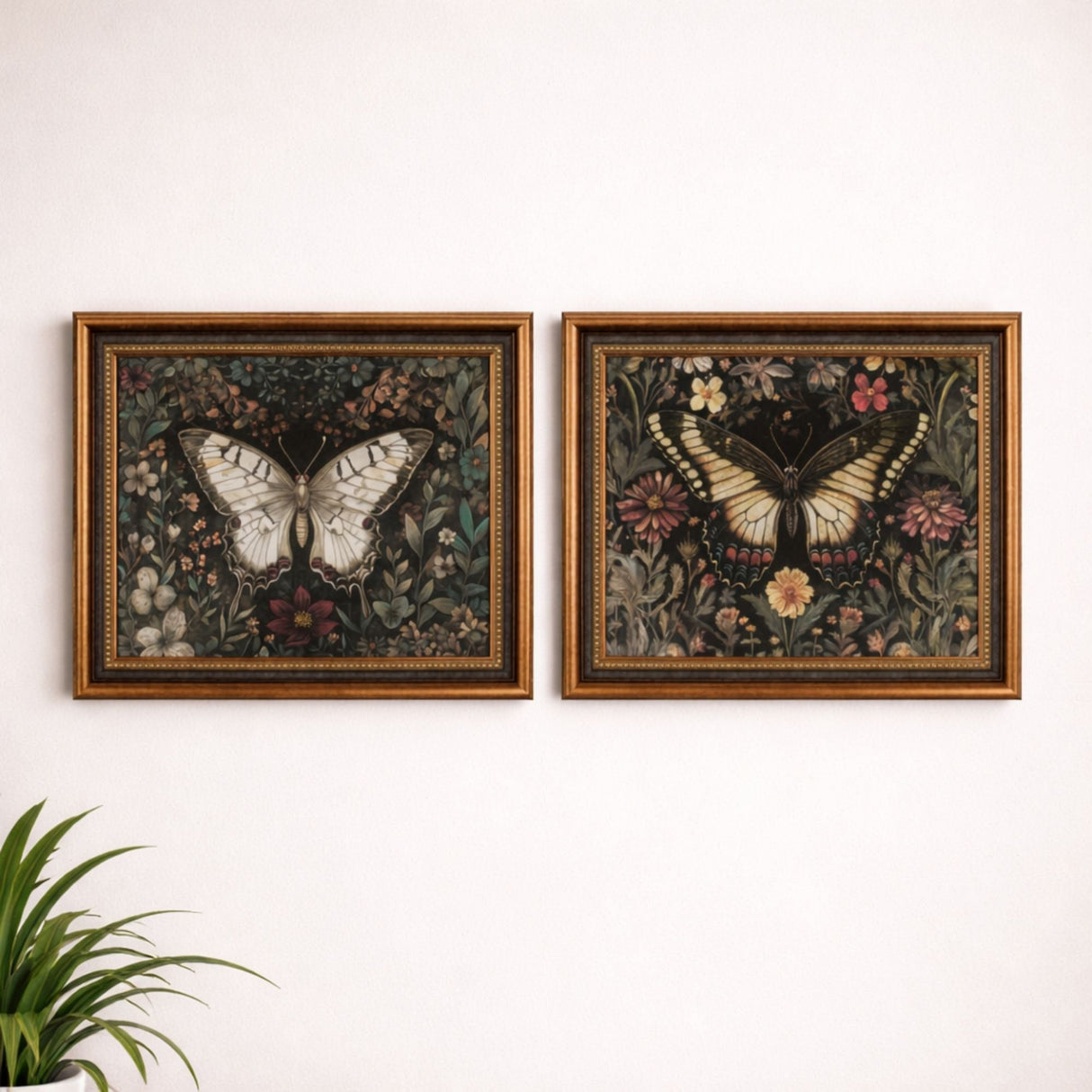 Framed Dark Academia Butterfly Print (Set of 2)