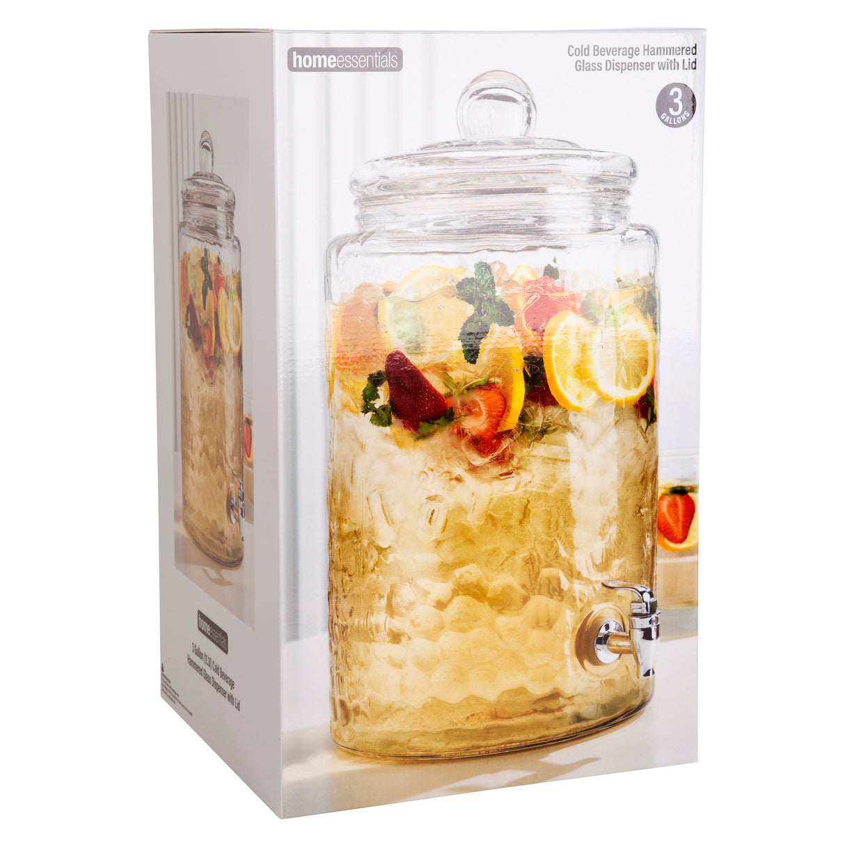 Artisan Hammered Glass Beverage Dispenser – 3 Gallon Capacity