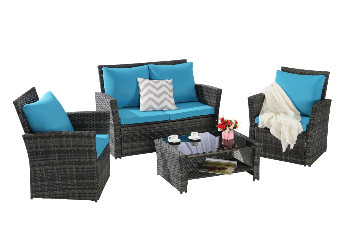 Apollo Four-Piece Wicker Patio Conversation Ensemble