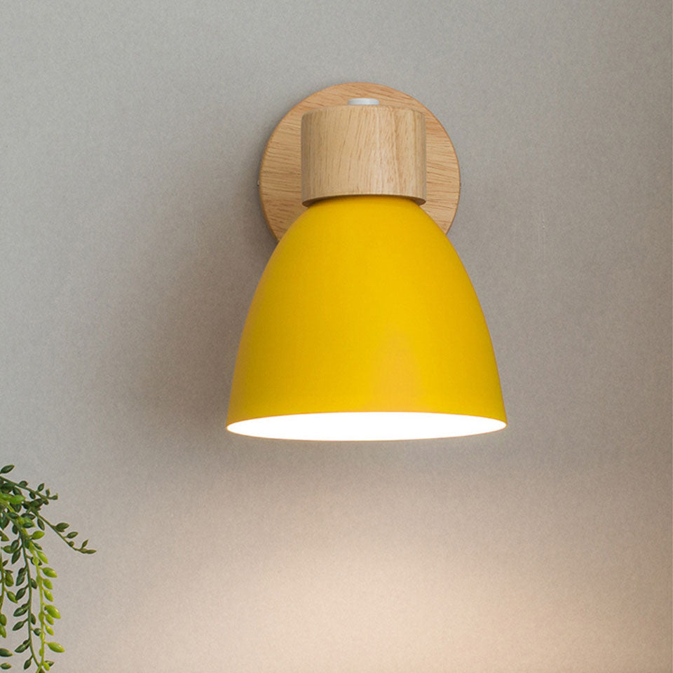 Modern Minimalist Wooden Cone Wall Sconce LED E27 Wall Light