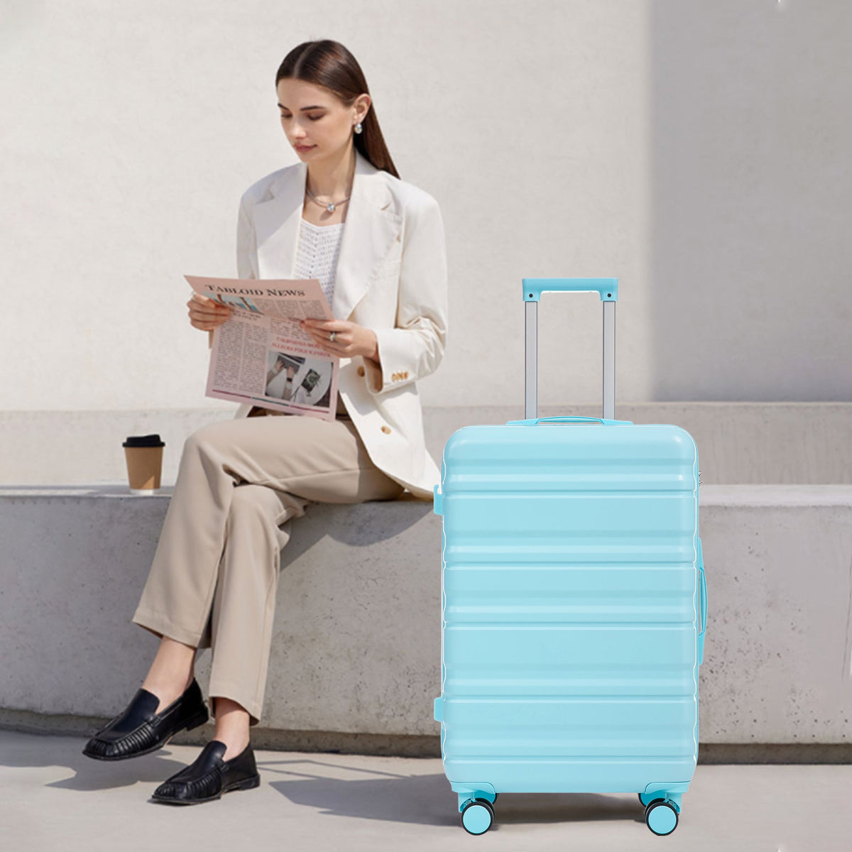 HIFINE Tourist 3-Piece ABS Spinner Wheel Luggage Set (Blue)