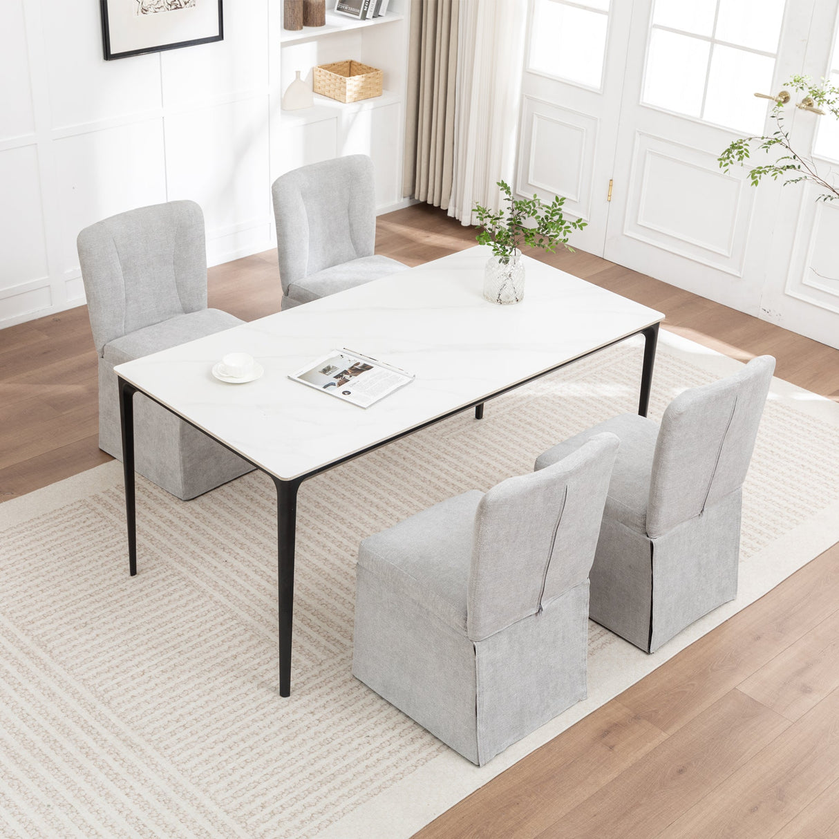 Linen Dining Chairs - Modern Fabric Side Chairs for Dining Room