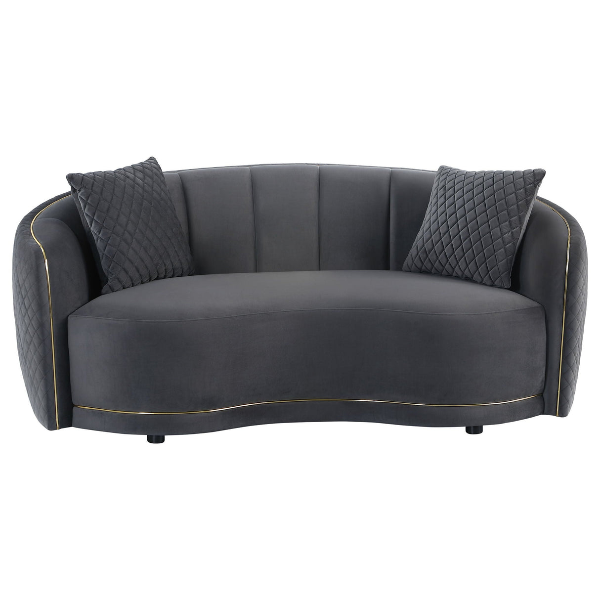 Lorraine - 2 Piece Upholstered Sofa Set With Tufting Trim - Dark Gray