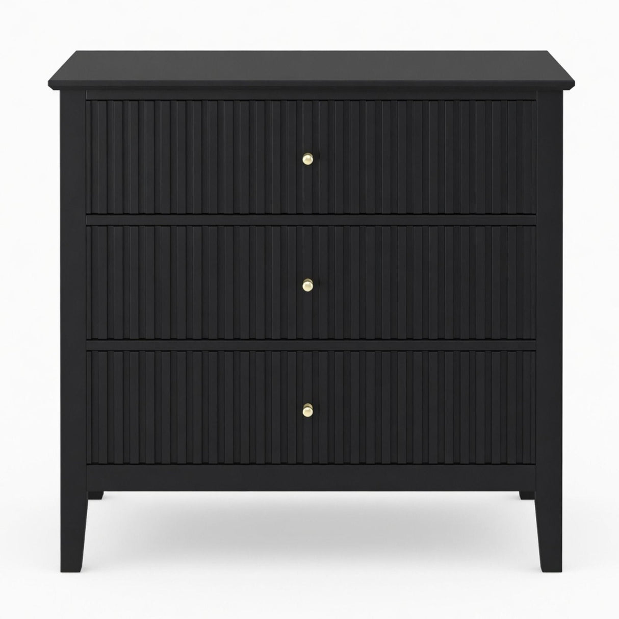 Fluted 3 Drawer Nightstand With Soft Close Slides