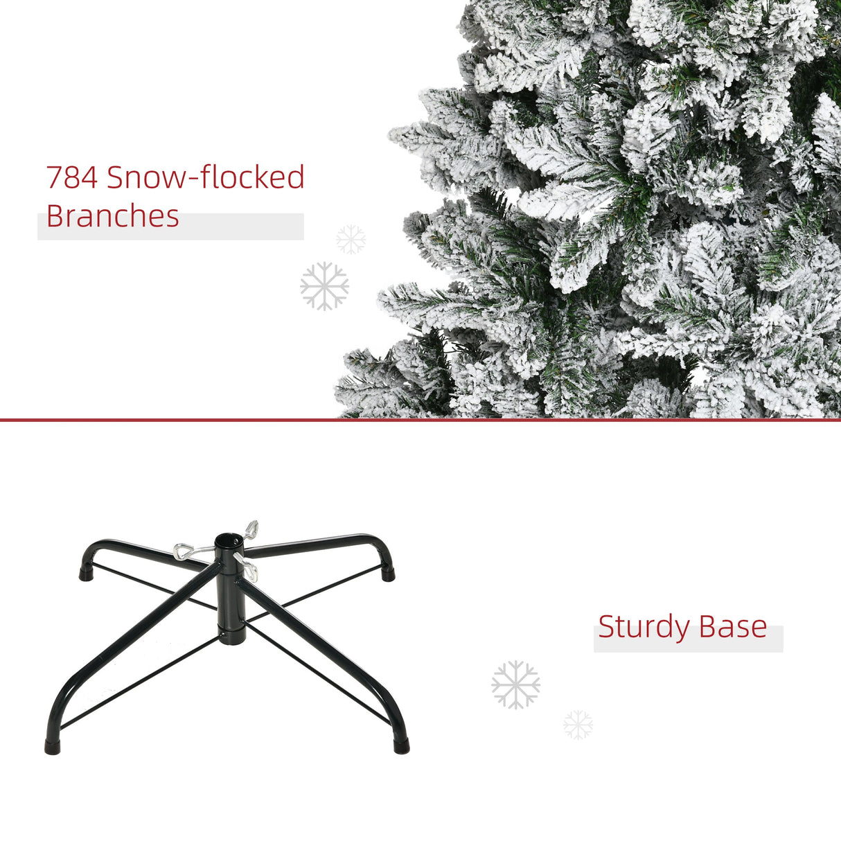 HOMCOM 9ft Unlit Snow-Flocked Slim Pine Artificial Christmas Tree