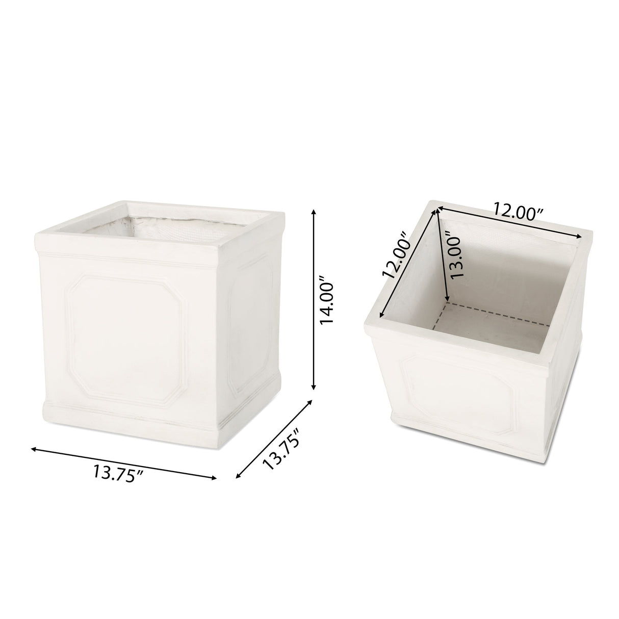 13.75 x 14.00 Antique White Magnesium Oxide Planter