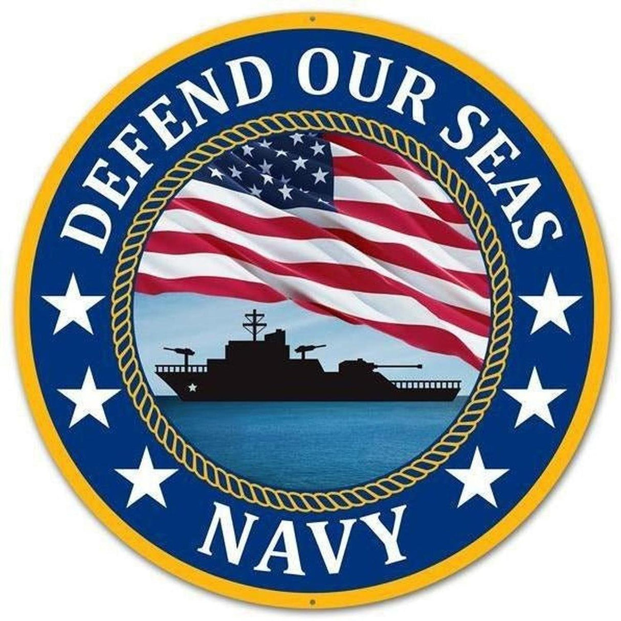 12" Round Military Sign: Navy
