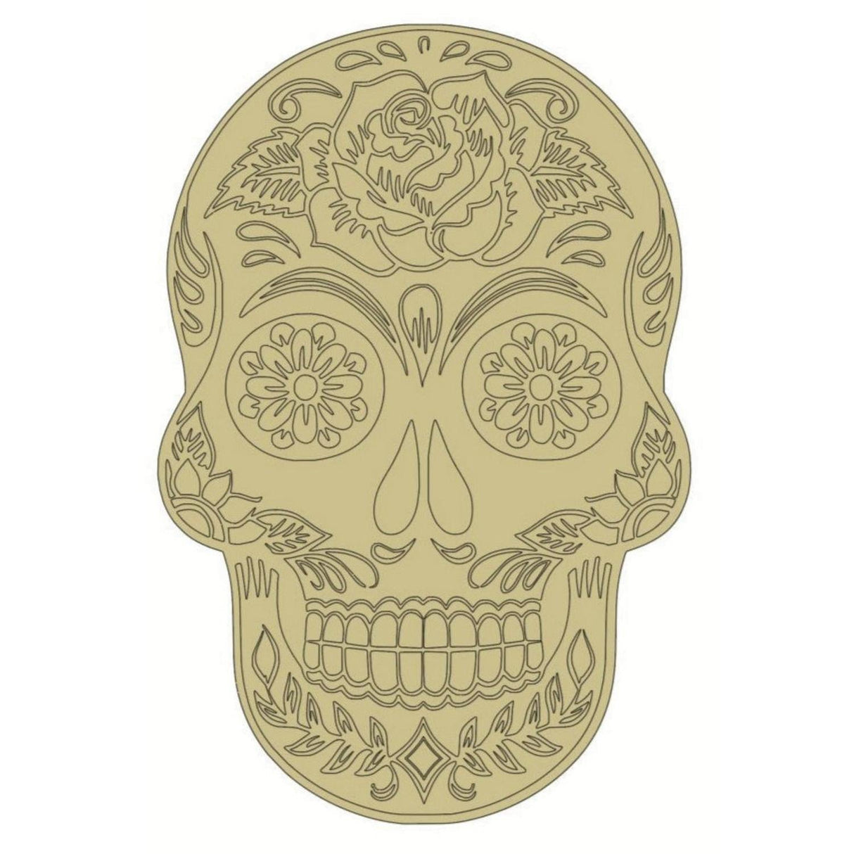 12" Sugar Skull Wood Cutout - Unfinished Wood