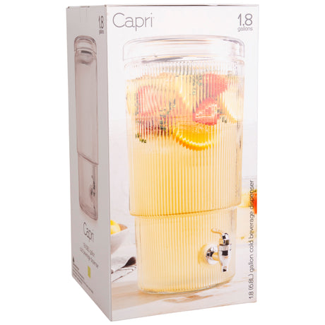 Capri-Lined-Ribbed-Glass-Beverage-Dispenser-–-1.8-Gallon-Bar-&-Beverage-Accessories