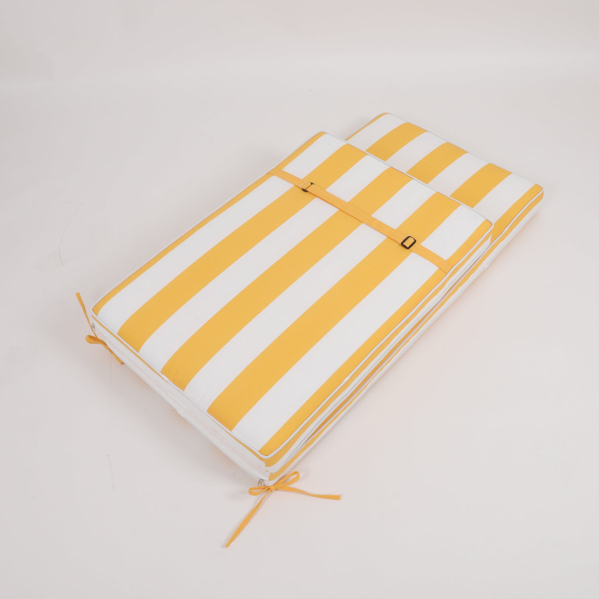2-Piece Outdoor Chaise Lounge Cushion Set, Yellow/White