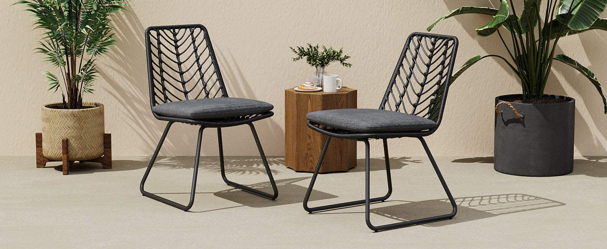 DEJA Chair 2PCS with 2 Cushions, Gray