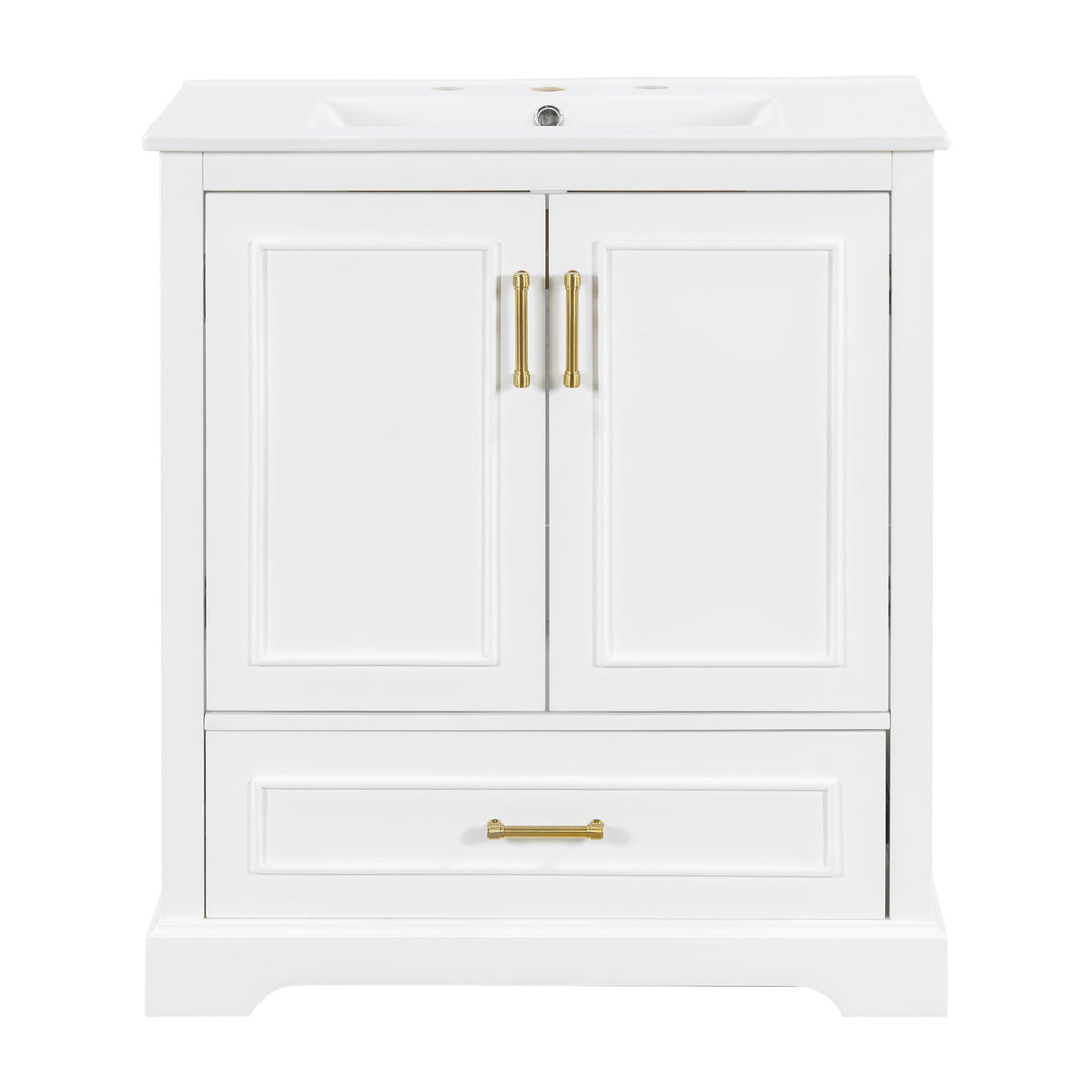 Bathroom Vanity With Sink, 1 Divided Drawer And 2 Soft Close Doors With Double Shelf