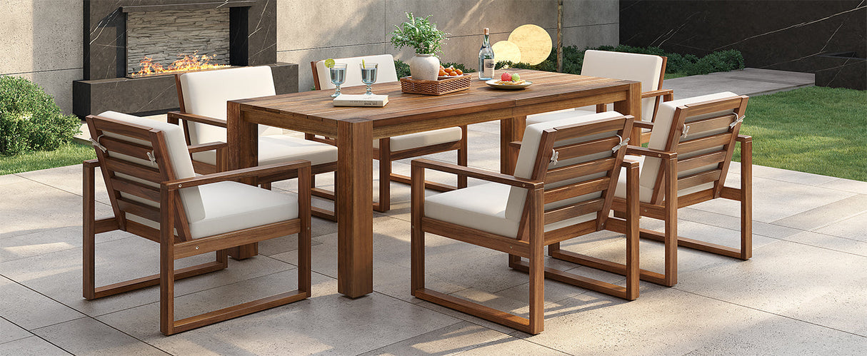 TREXM Patio Table and Chairs Set for 6 with Umbrella Hole
