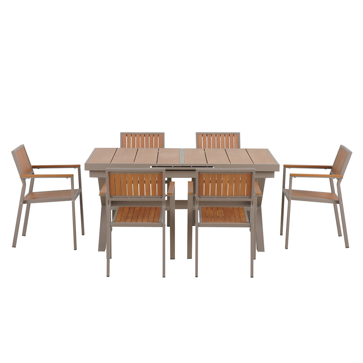 Outdoor Dining Set with Extendable Table and Six Chairs