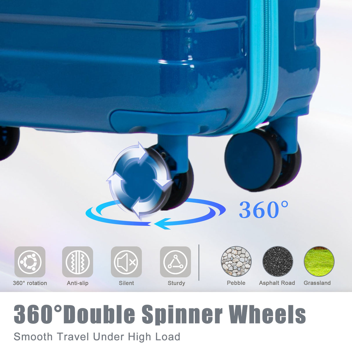 3-Piece PC Spinner Wheel Luggage Set with Gradient Color
