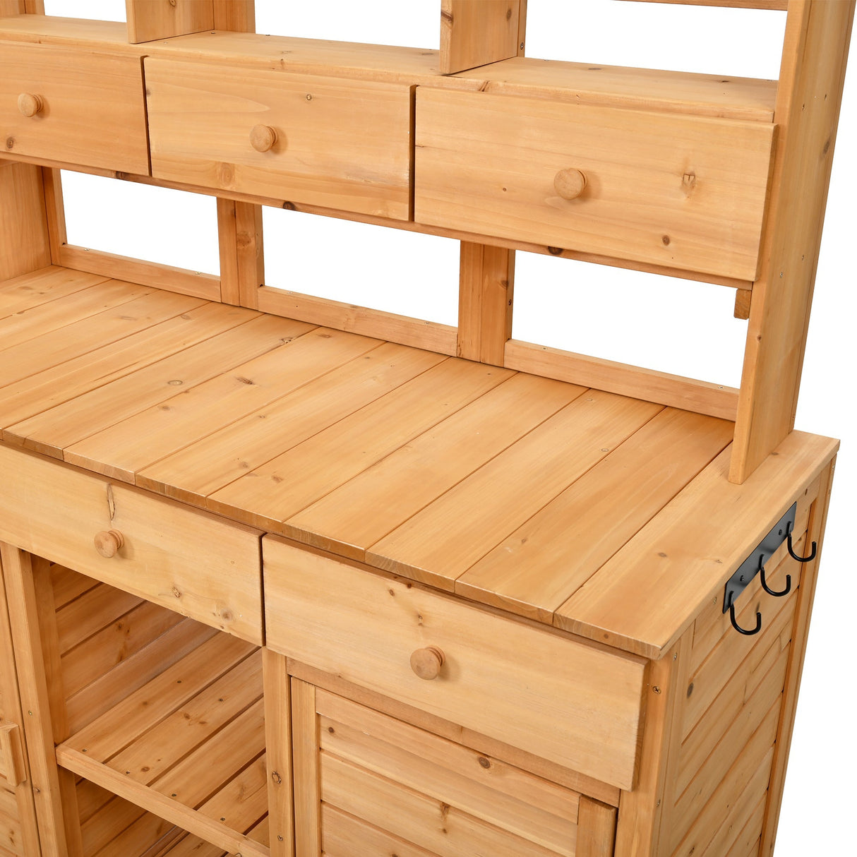 TOPMAX 65.7'' Tall Garden Potting Bench Table with Hutch