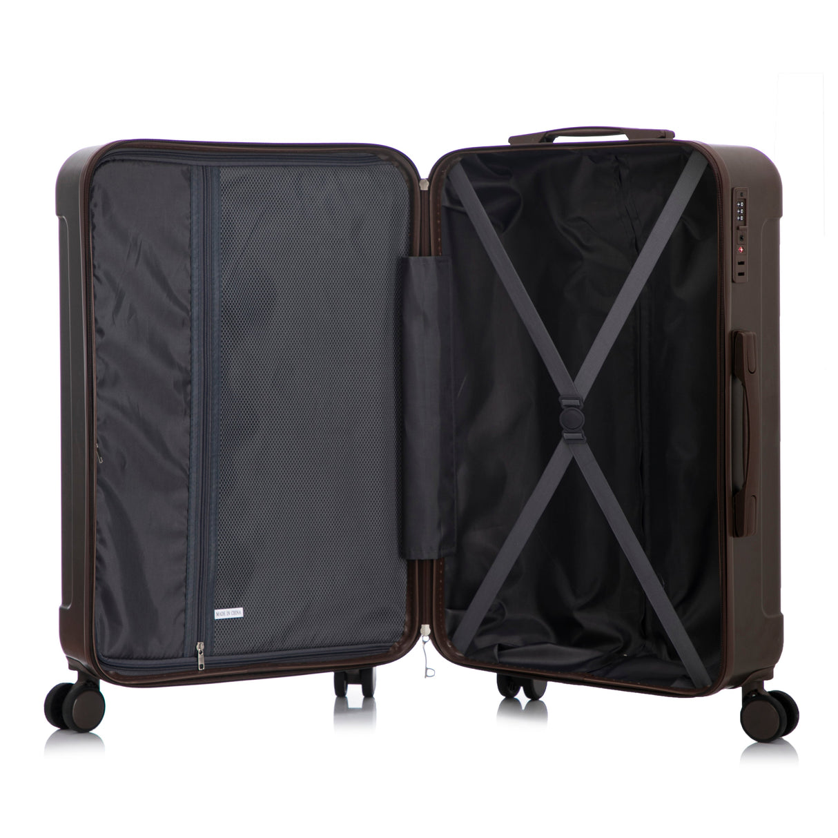 3 Piece ABS Spinner Wheel Luggage Set (Brown)
