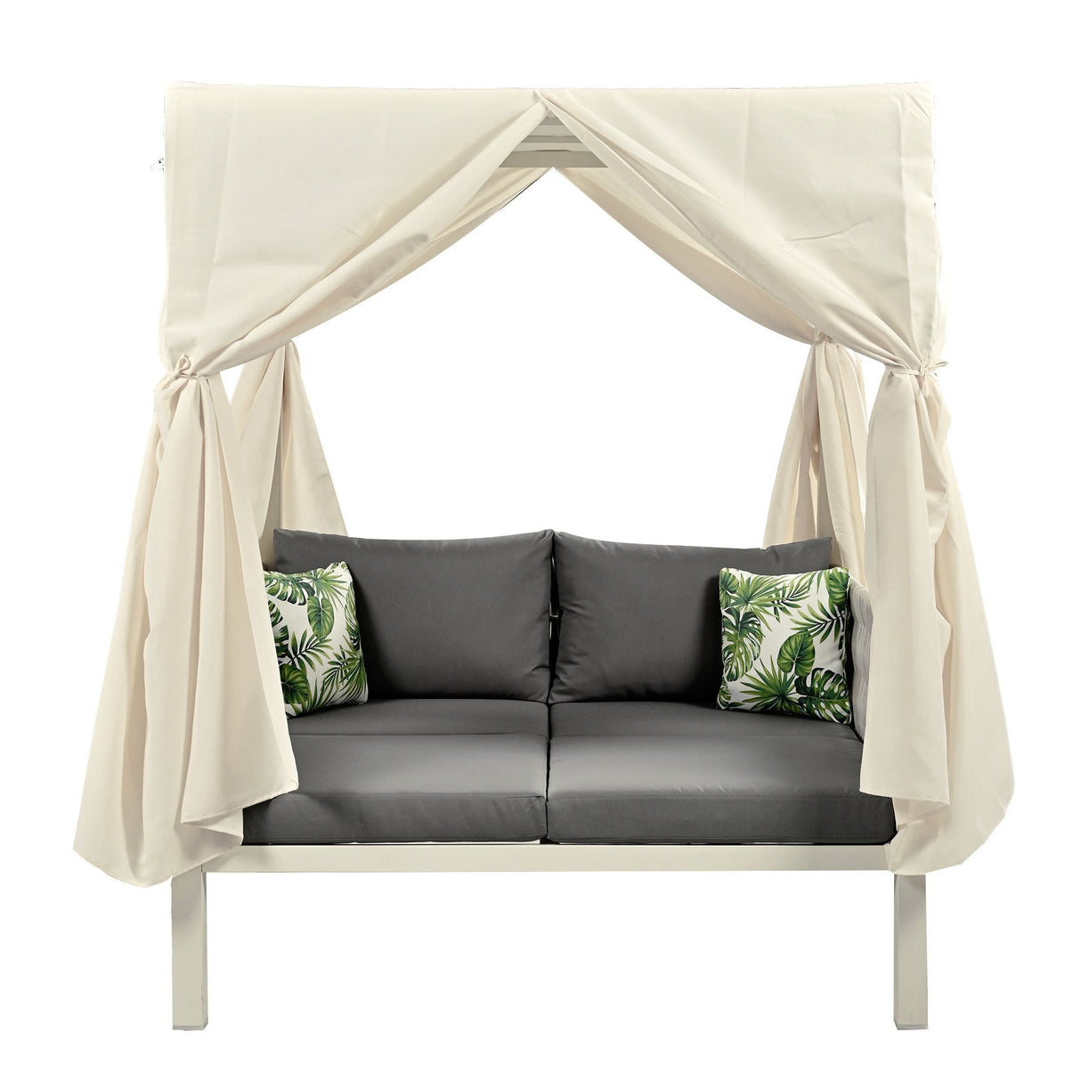 U_Style Outdoor Patio Sunbed with Curtains