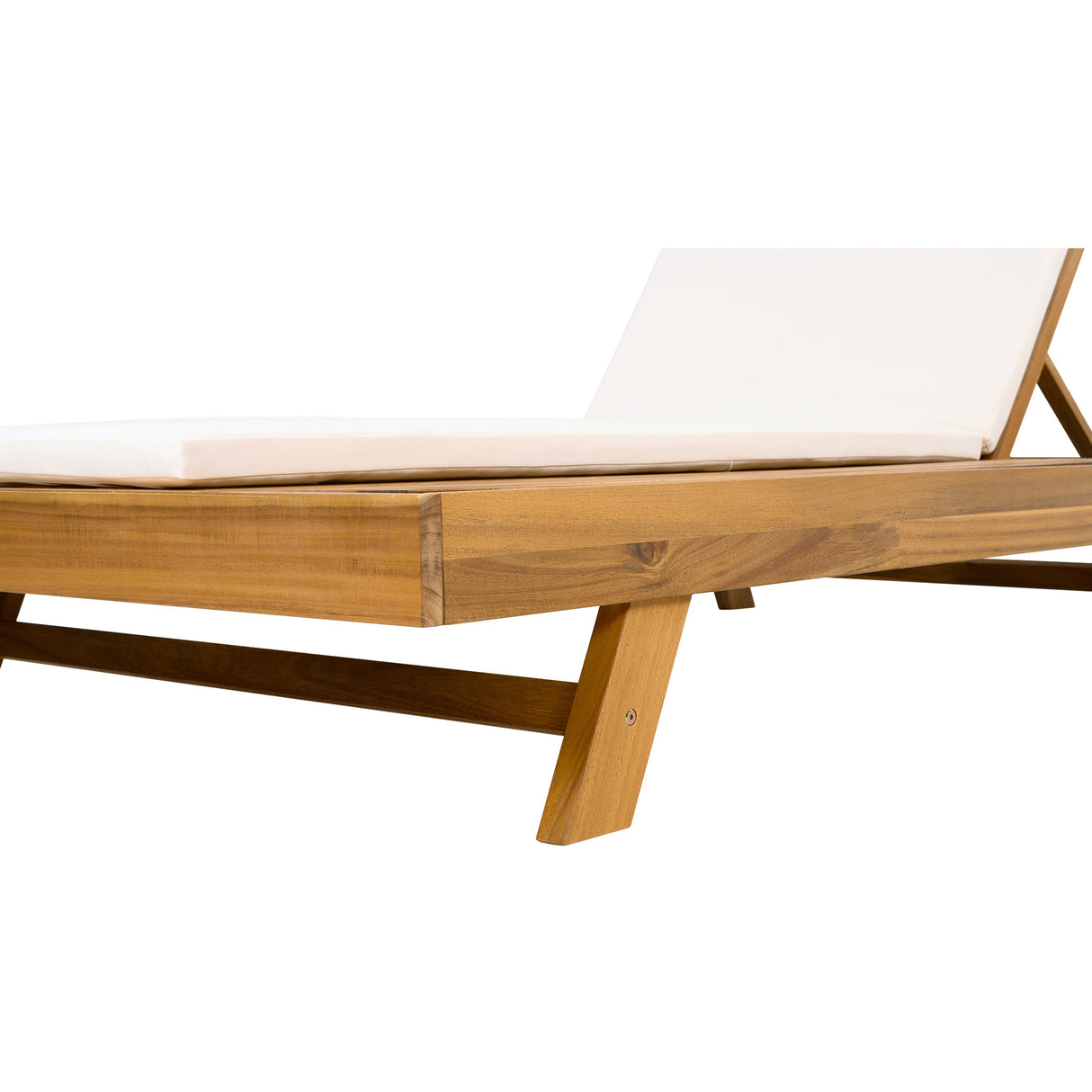 Lounge Chaise Set, Acacia Wood with Water-Resistant Cushions