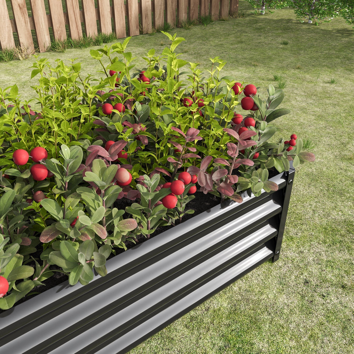 Metal Raised Garden Bed, 4×2×1ft Rectangle Planter