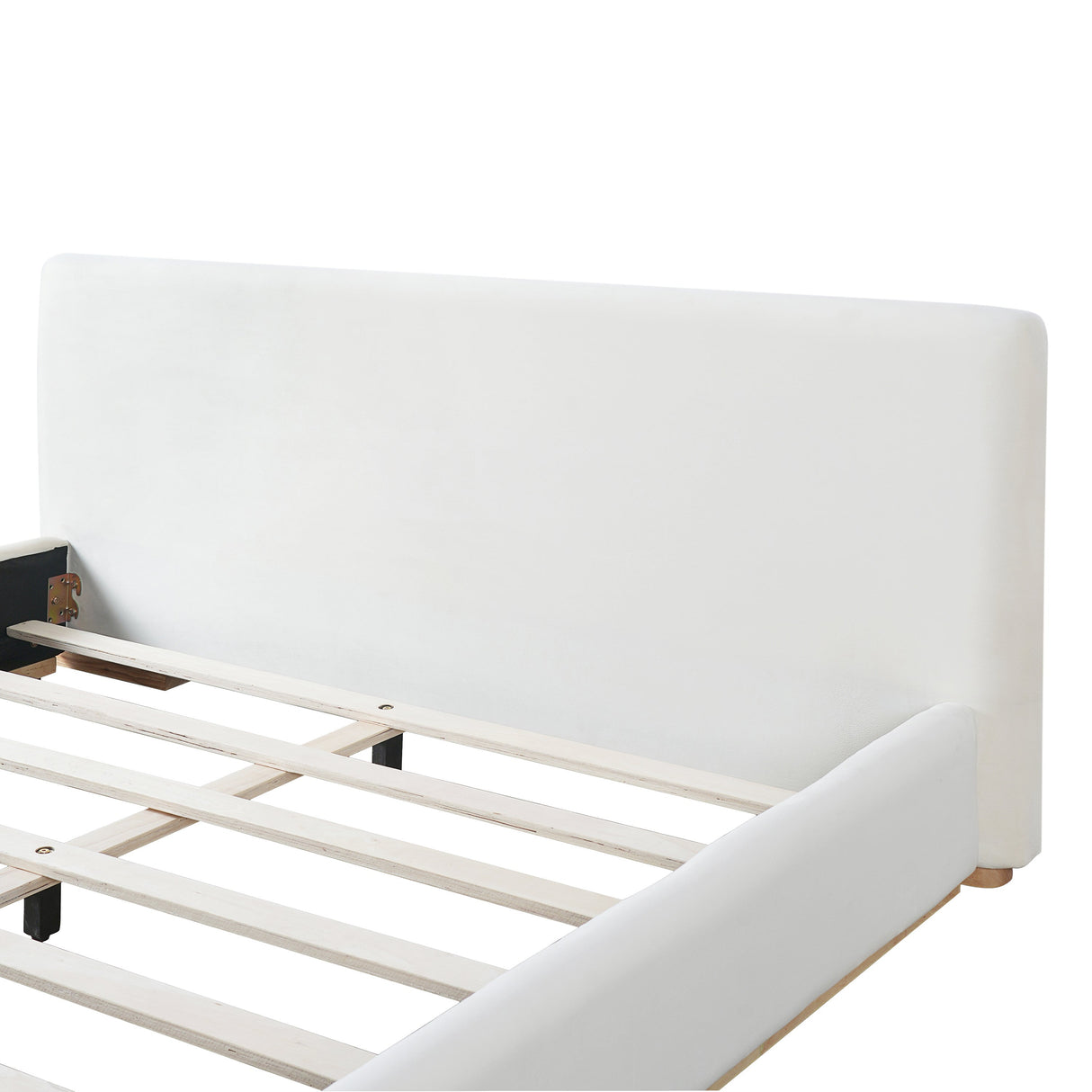 Elegant Upholstered Bed With Solid Wood Frame - Queen