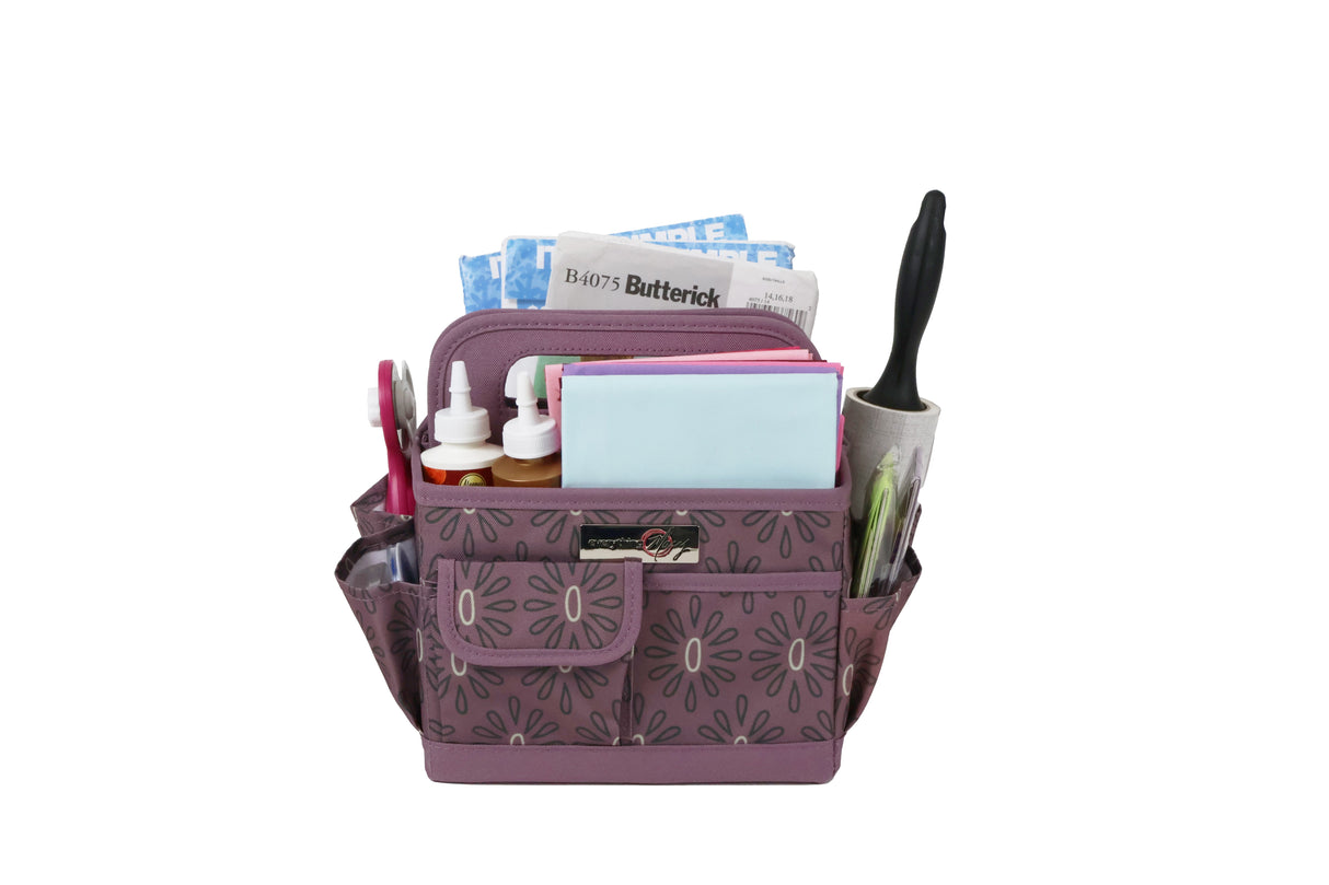 Everything Mary Collapsible Desktop Craft Caddy, Purple Geometric – Polyester Craft & Art Supply Organizer with 12 Storage Compartments