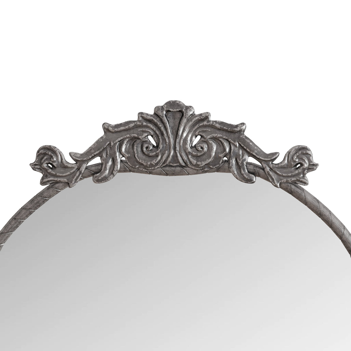 Retro Arched Full Body Mirror with Vintage Carved Applique