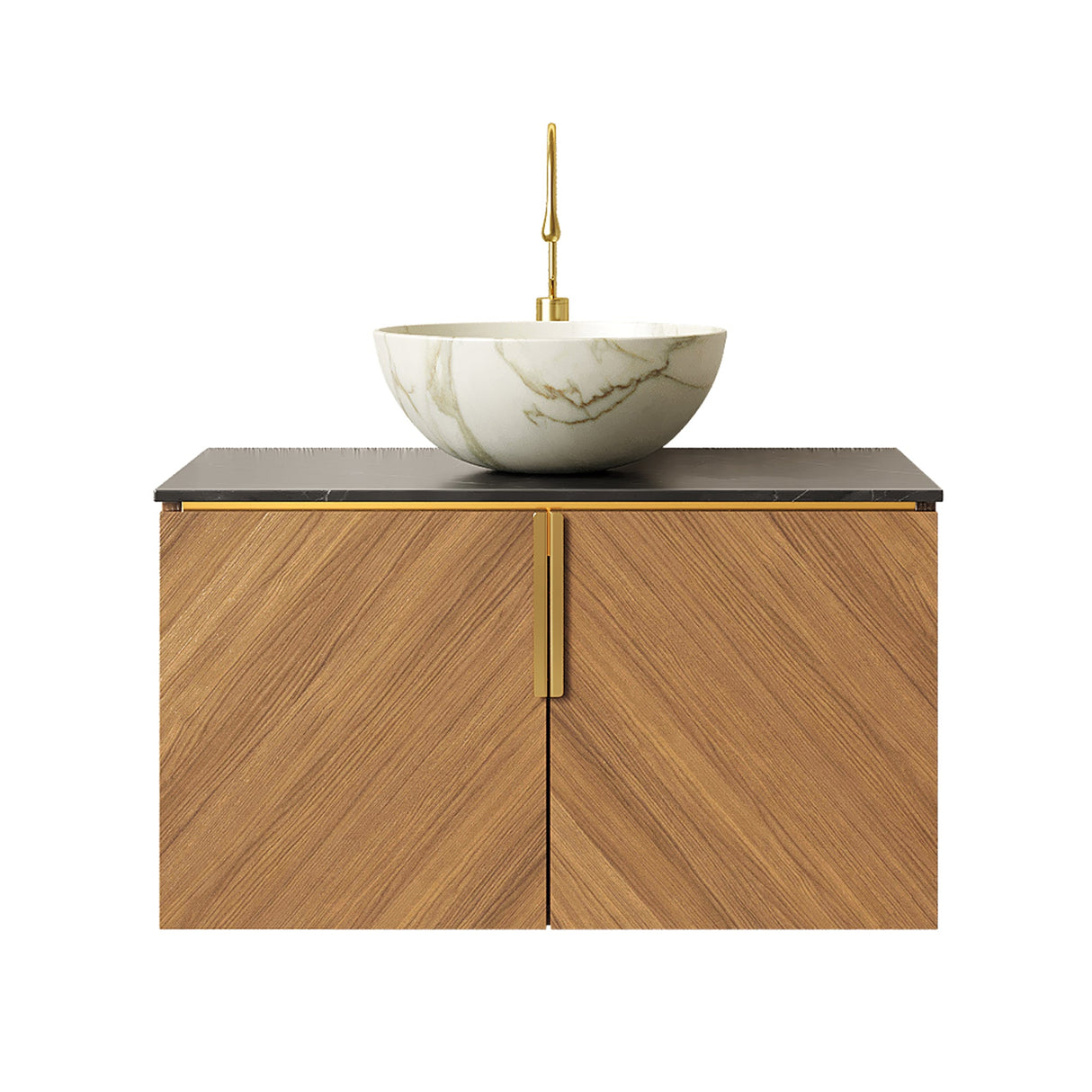 ARAI 30" Bathroom Vanity & Sink, Floating Plywood Storage Cabinet