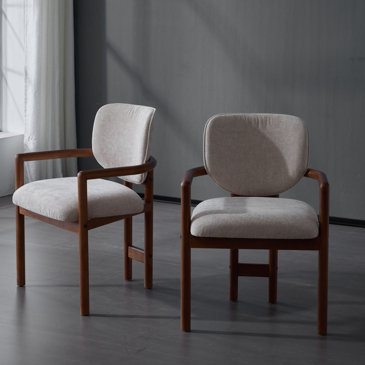 Upholstered Arm Dining Chairs (Set of 2)