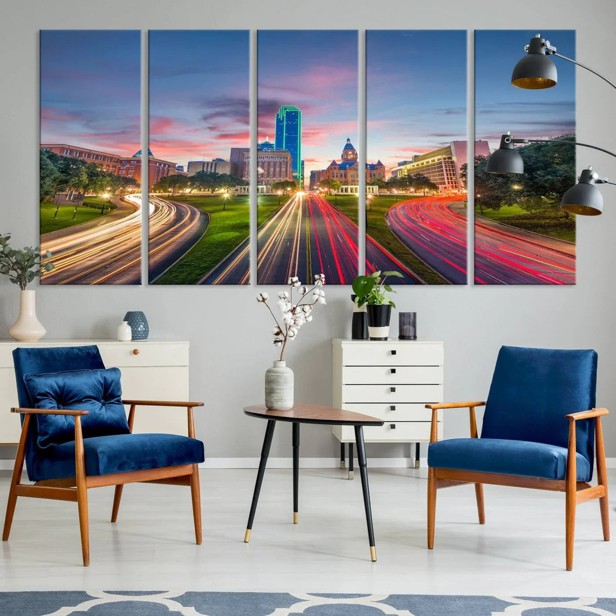 Dallas City Lights Large Wall Art Dallas Cityscape Canvas
