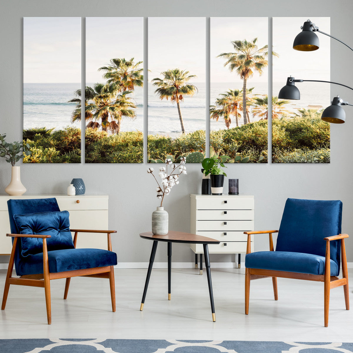 California Coast Palm Trees Wall Art Canvas Print – Framed