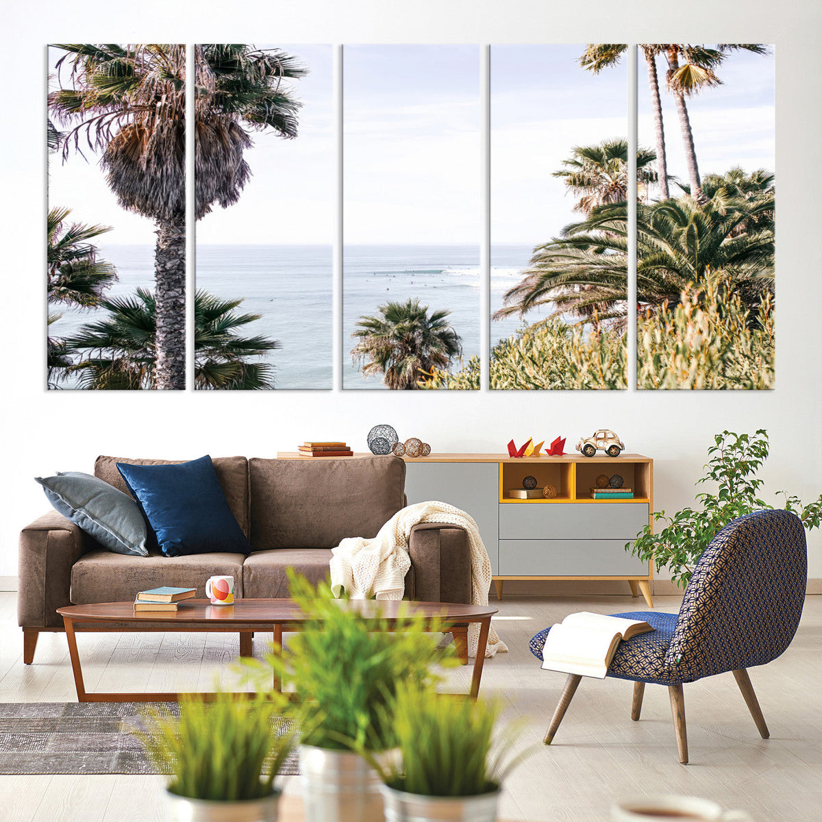 Coastal Palm Trees Wall Art Canvas Print – Framed Ocean