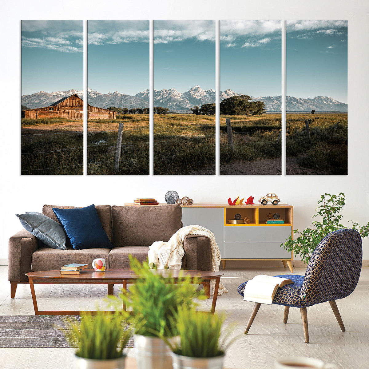 Rustic Farmhouse Wall Art Canvas Print – Teton Range Mormon