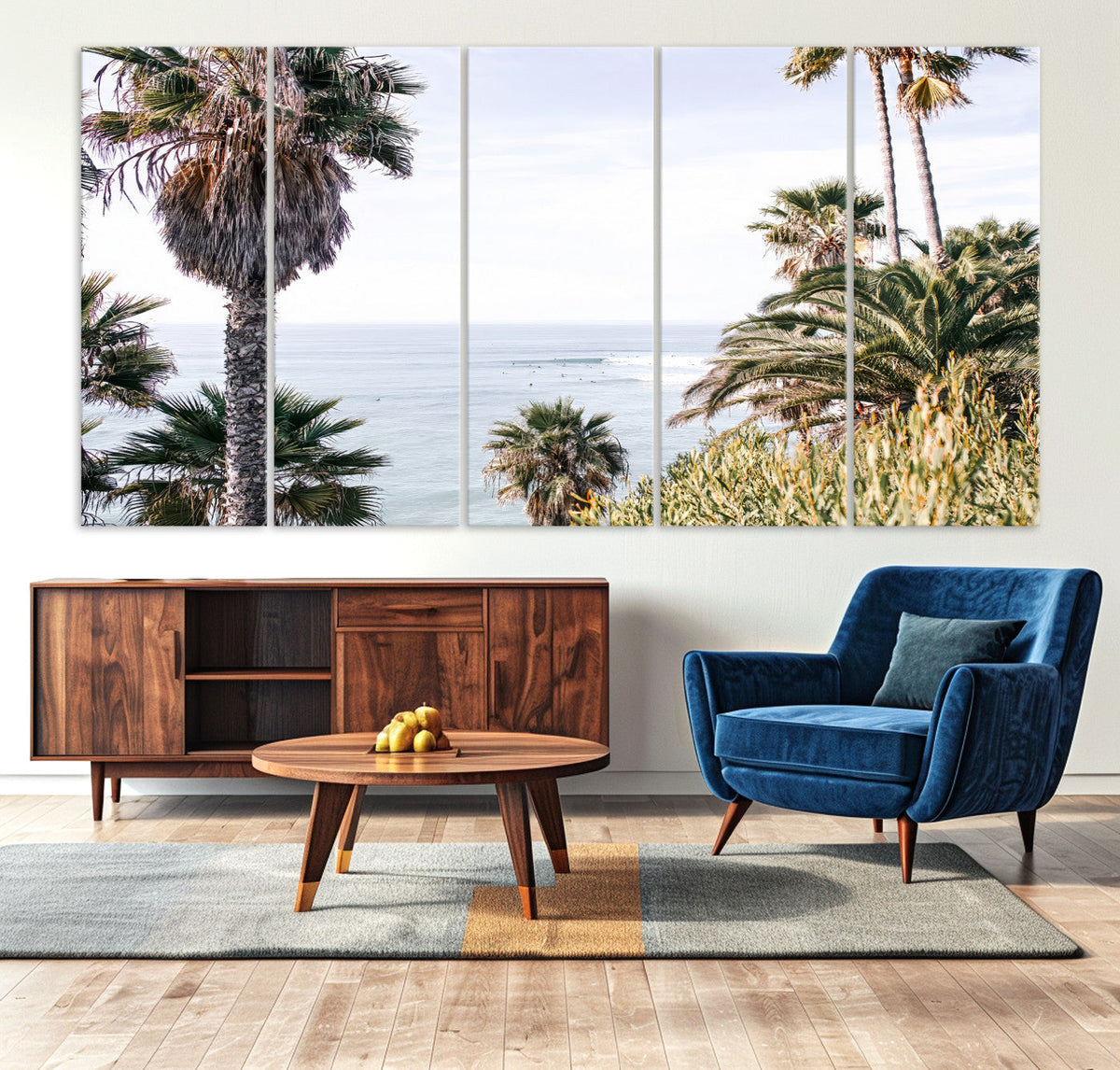 Coastal Palm Trees Wall Art Canvas Print – Framed Ocean