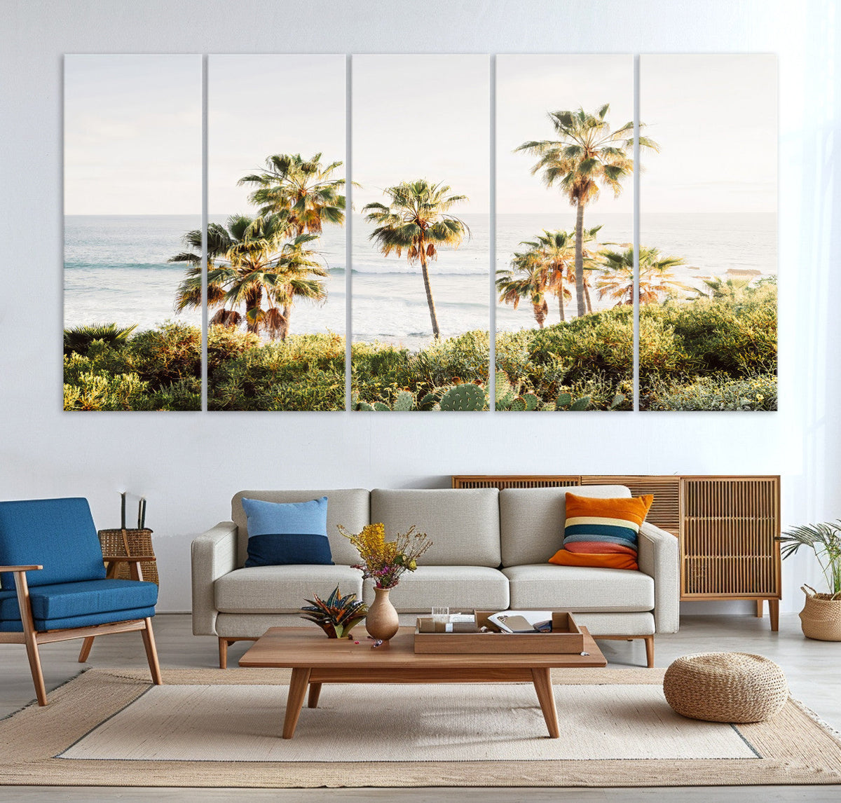 California Coast Palm Trees Wall Art Canvas Print – Framed