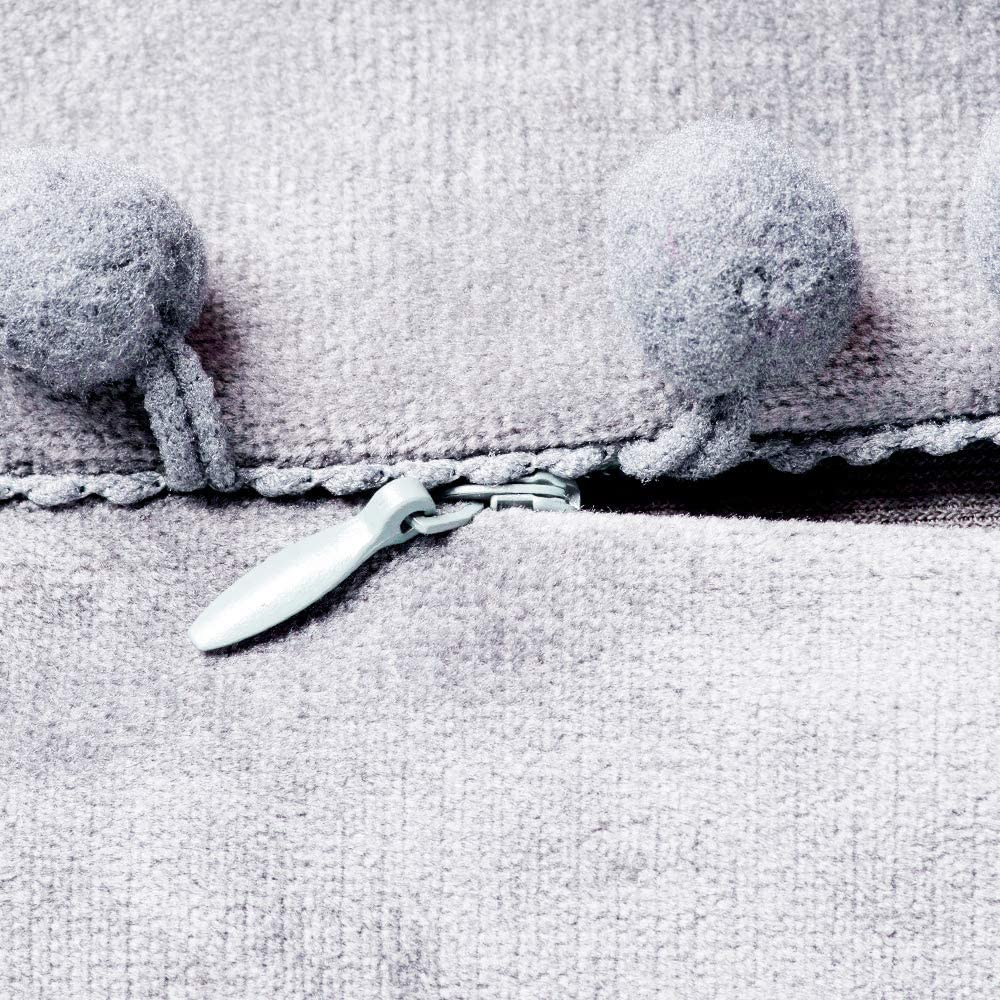 20''x20'' Velvet Pom-Pom Throw Pillow | 7 Colors β Soft & Playful Ball Trim Design | Fun Couch & Bedroom Accent | Insert Included