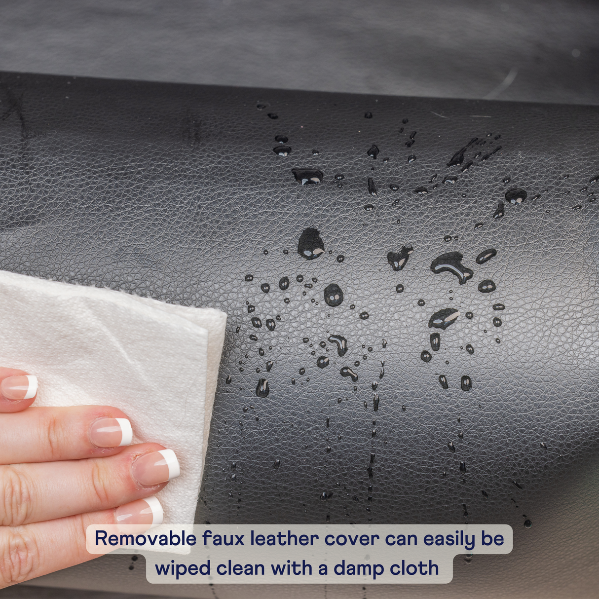 PupProtector™ Faux Cool-to-Touch Vegan Leather Memory Foam Dog Car Bed - Black
