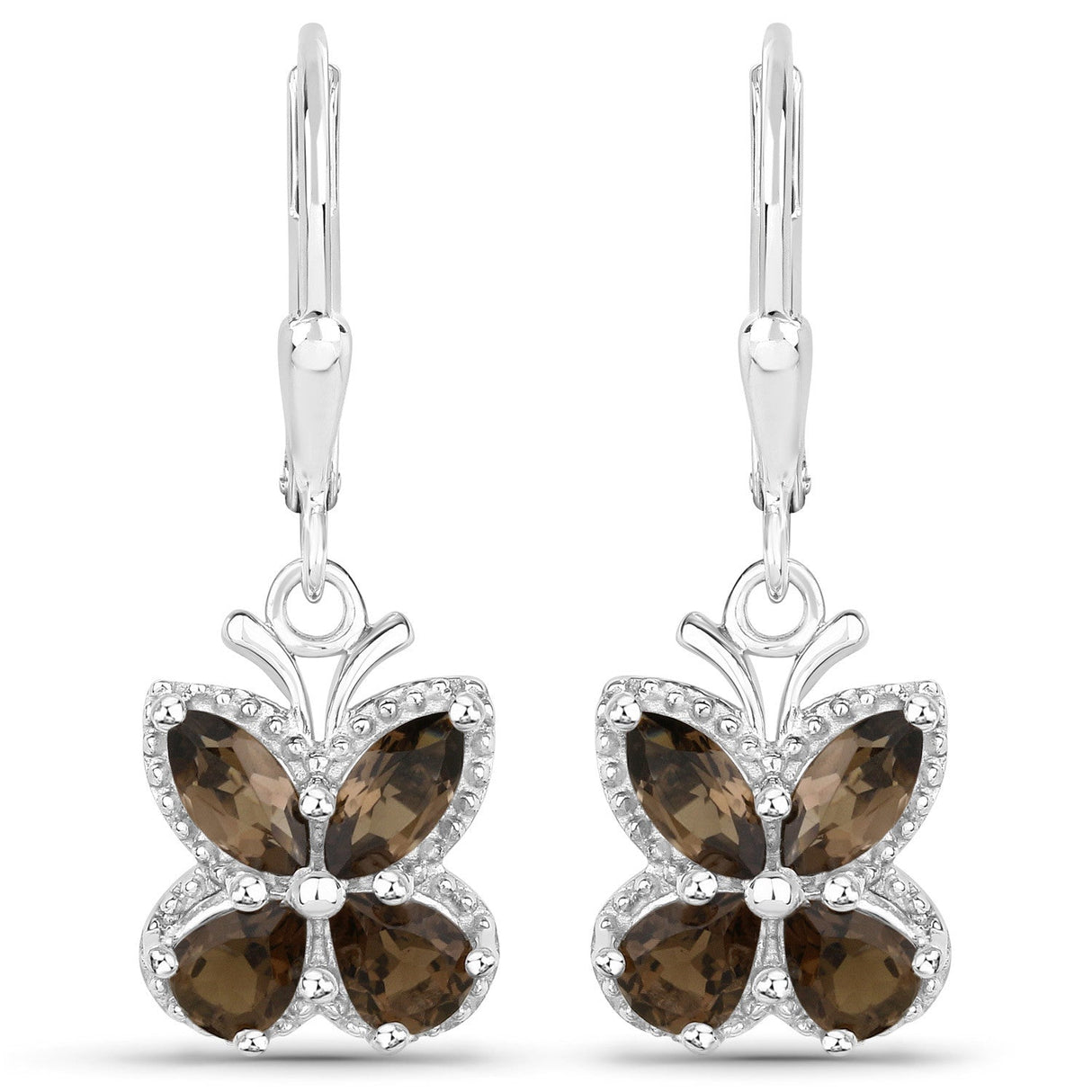 2.20 Carat Genuine Smoky Quartz .925 Sterling Silver Earrings