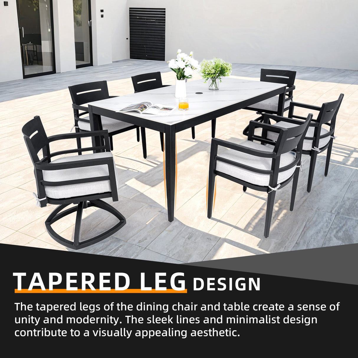 Modern 7PC Outdoor Patio Aluminum Dining Set