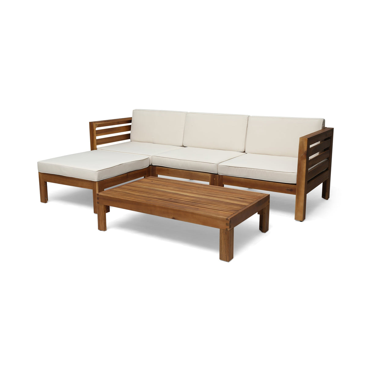 Cambridge L Shape Sofa Set with Ottoman and Table
