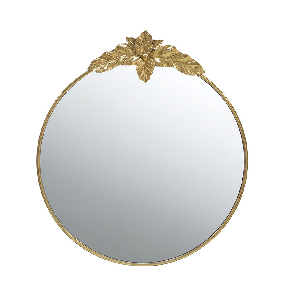 Large Round Wall Mirror With Metal Frame Circle Accent - Gold