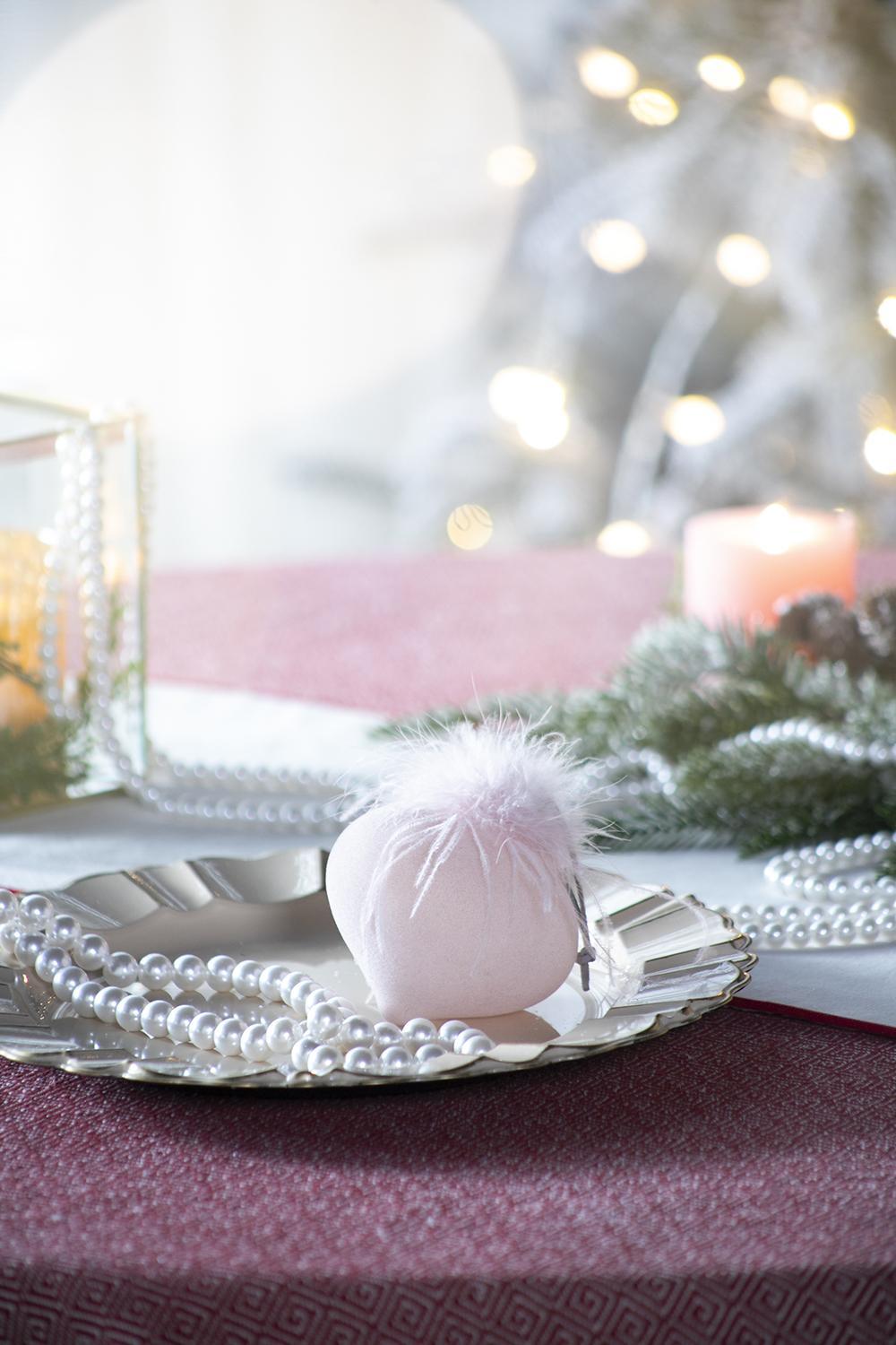 Christmas Ball Ornaments - Set of 6 Pink Glass Hanging Decorations