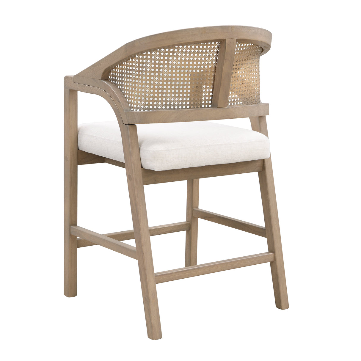 Wooden Frame Counter Stool with Rattan Back, Set of 2